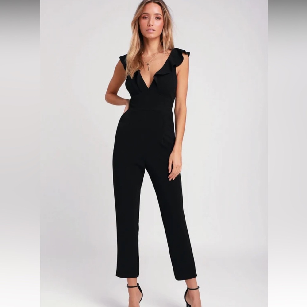 Lulus Leilani Black Ruffled Jumpsuit